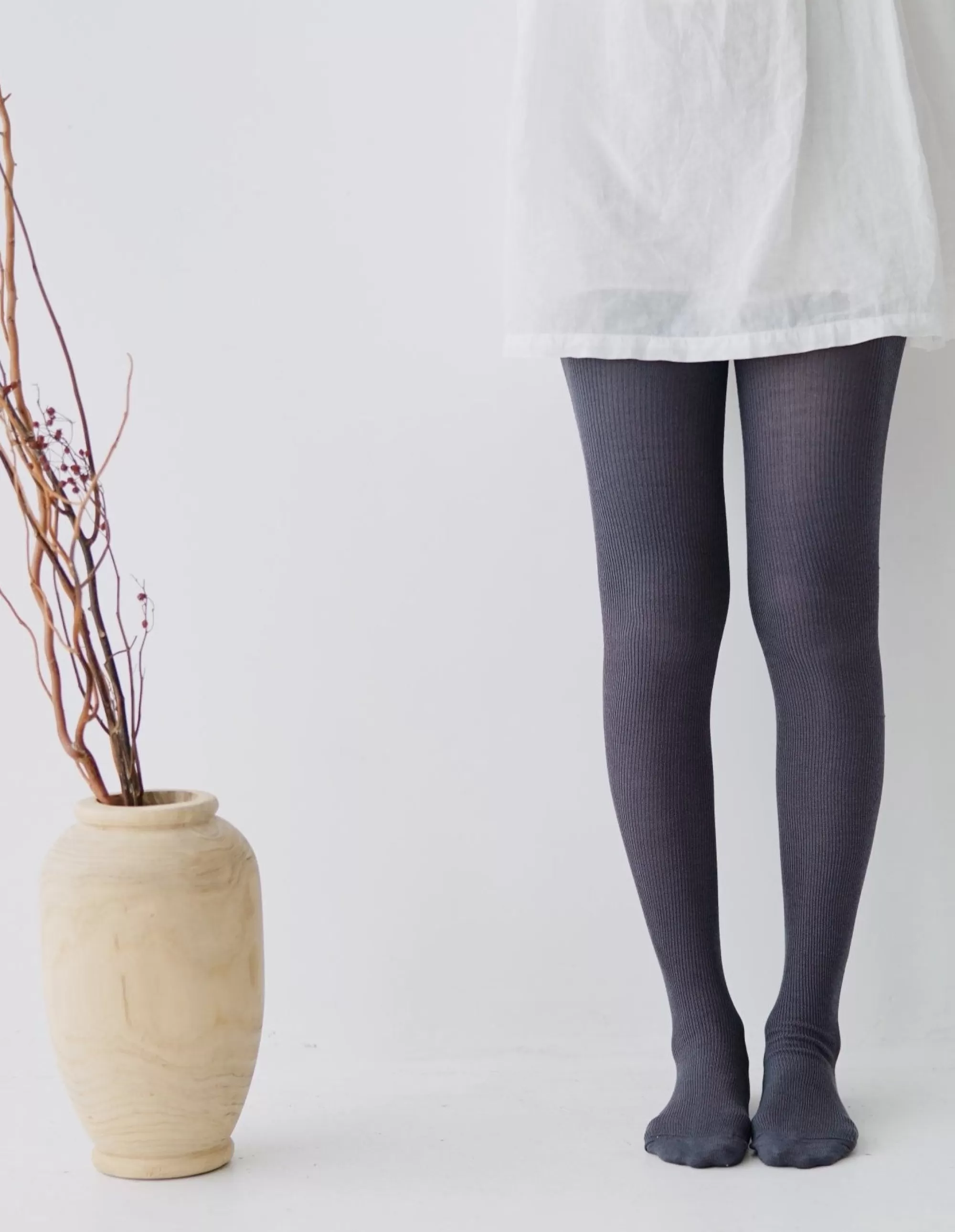 Fashion NISHIGUCHI KUTSUSHITA Hakne : Silk Cotton Ribbed Tights