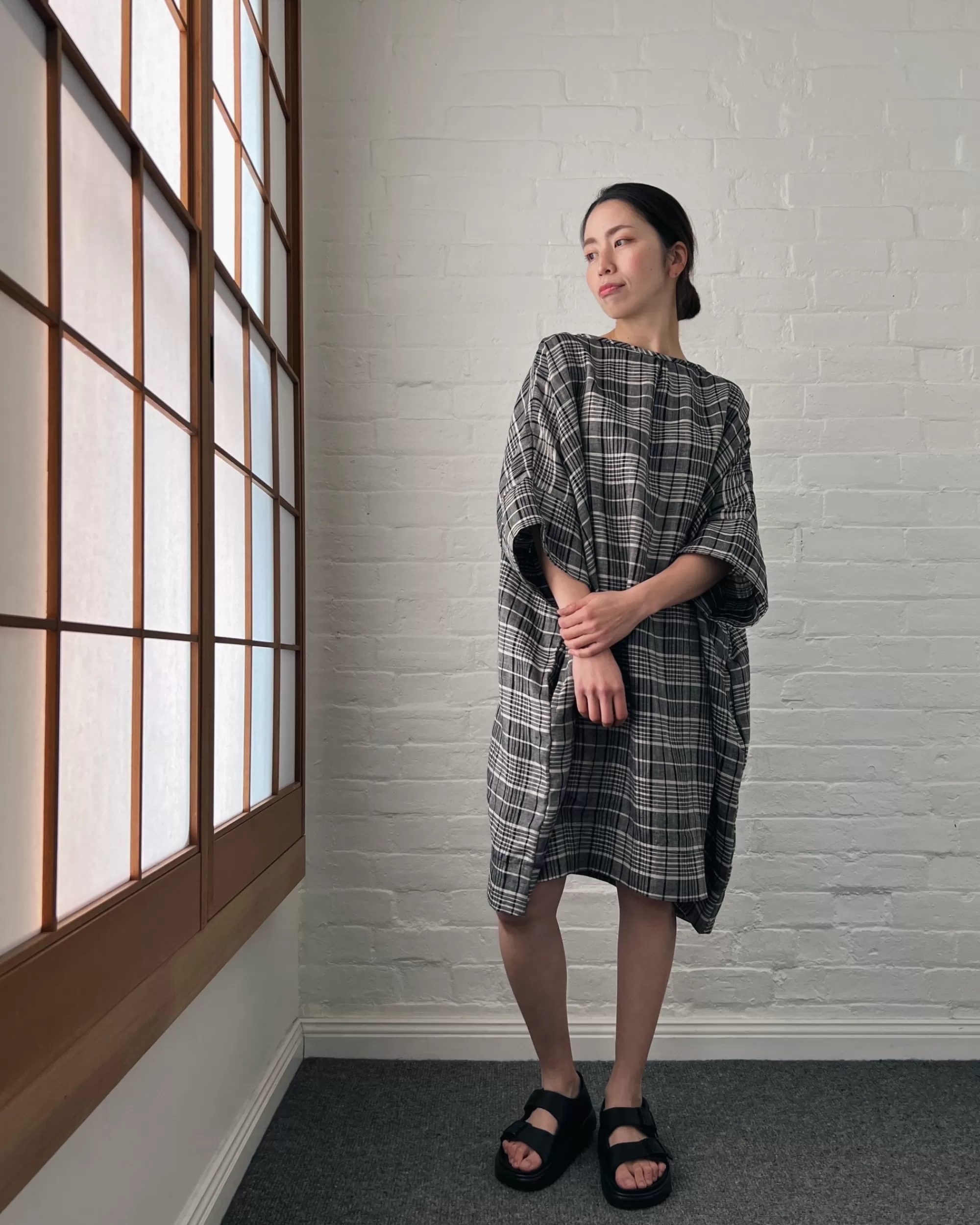 Sale LJ struthers : Check Linen Quadro Dress