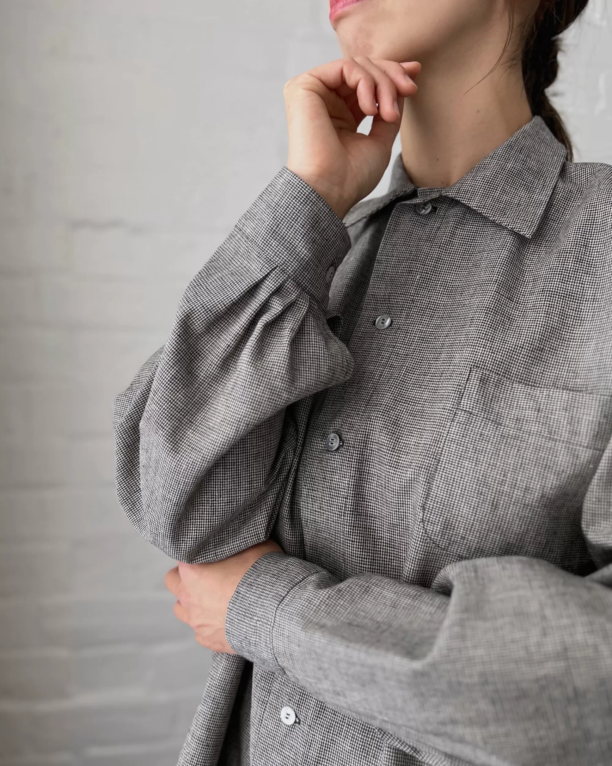 New LJ struthers : Houndstooth Linen Shirt