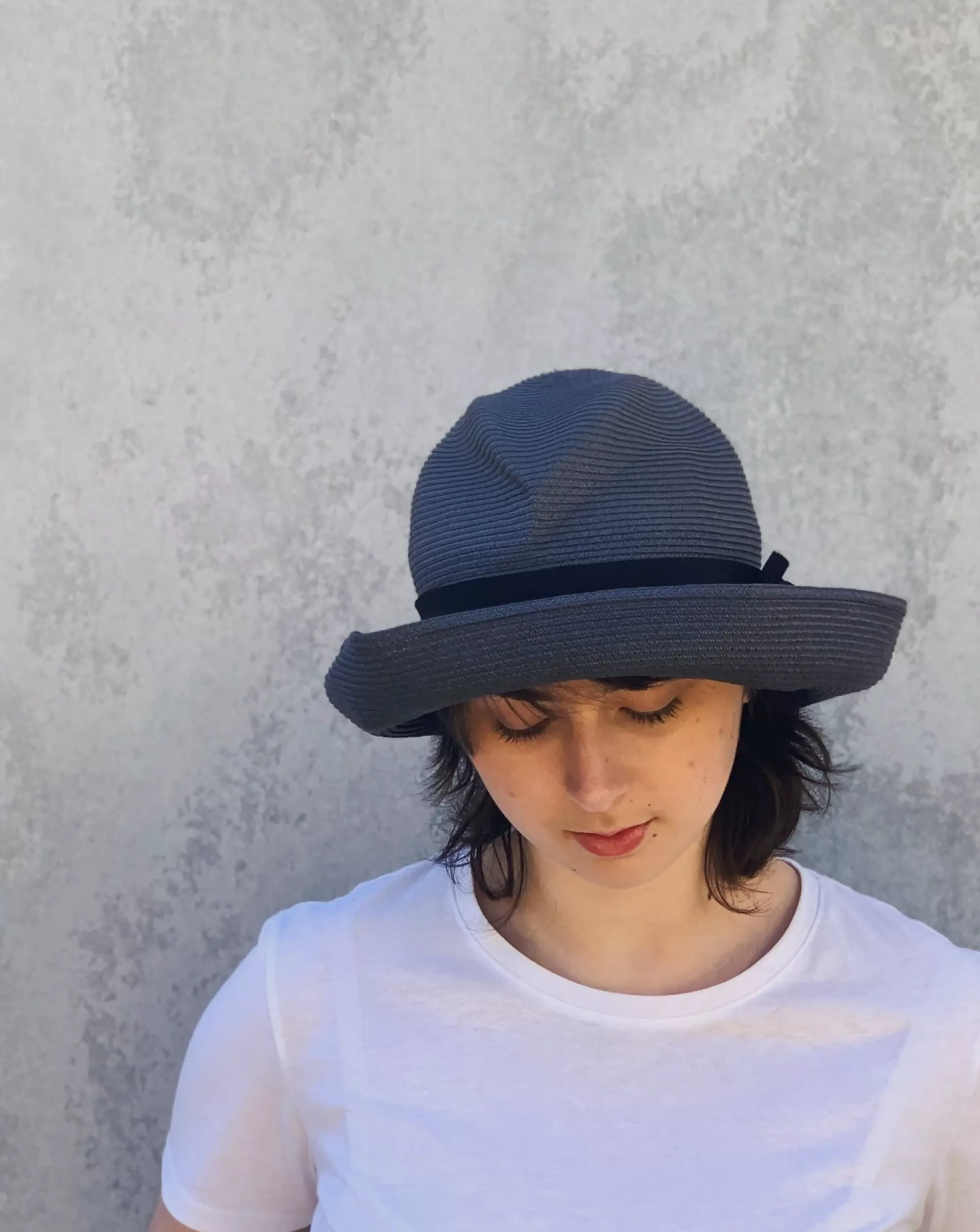 New mature ha : Boxed Hat In Charcoal With Carbon Ribbon