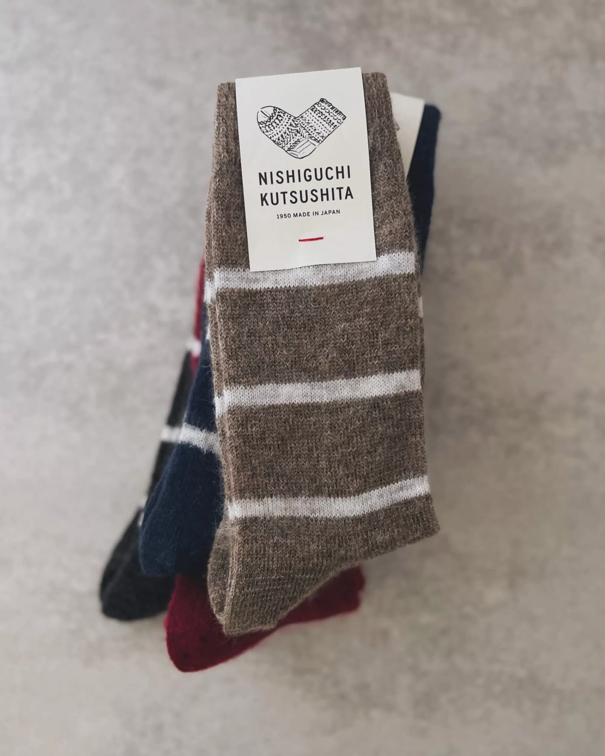 Clearance nishiguchi kutsushita : Oslo Mohair Wool Border Socks