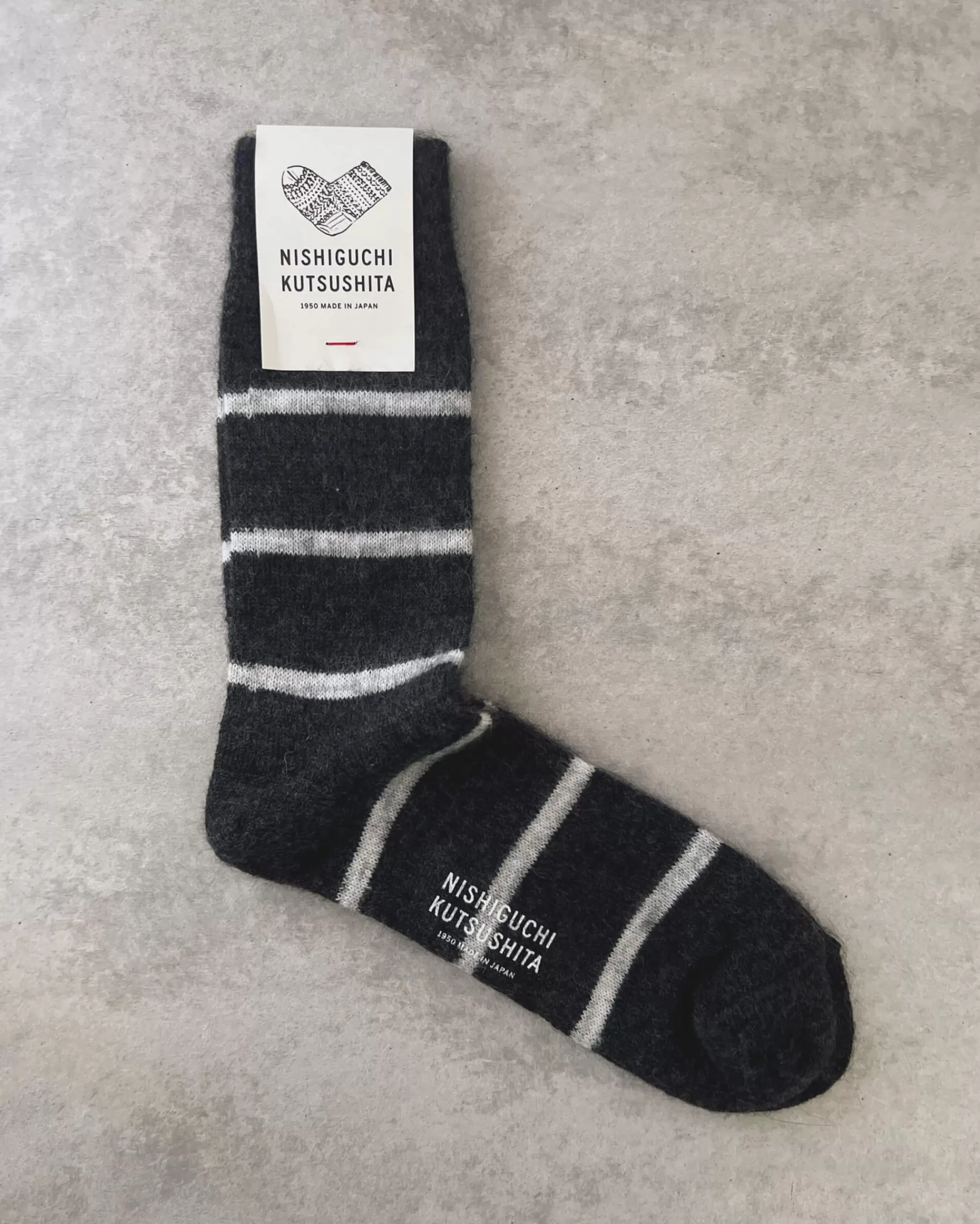 Clearance nishiguchi kutsushita : Oslo Mohair Wool Border Socks