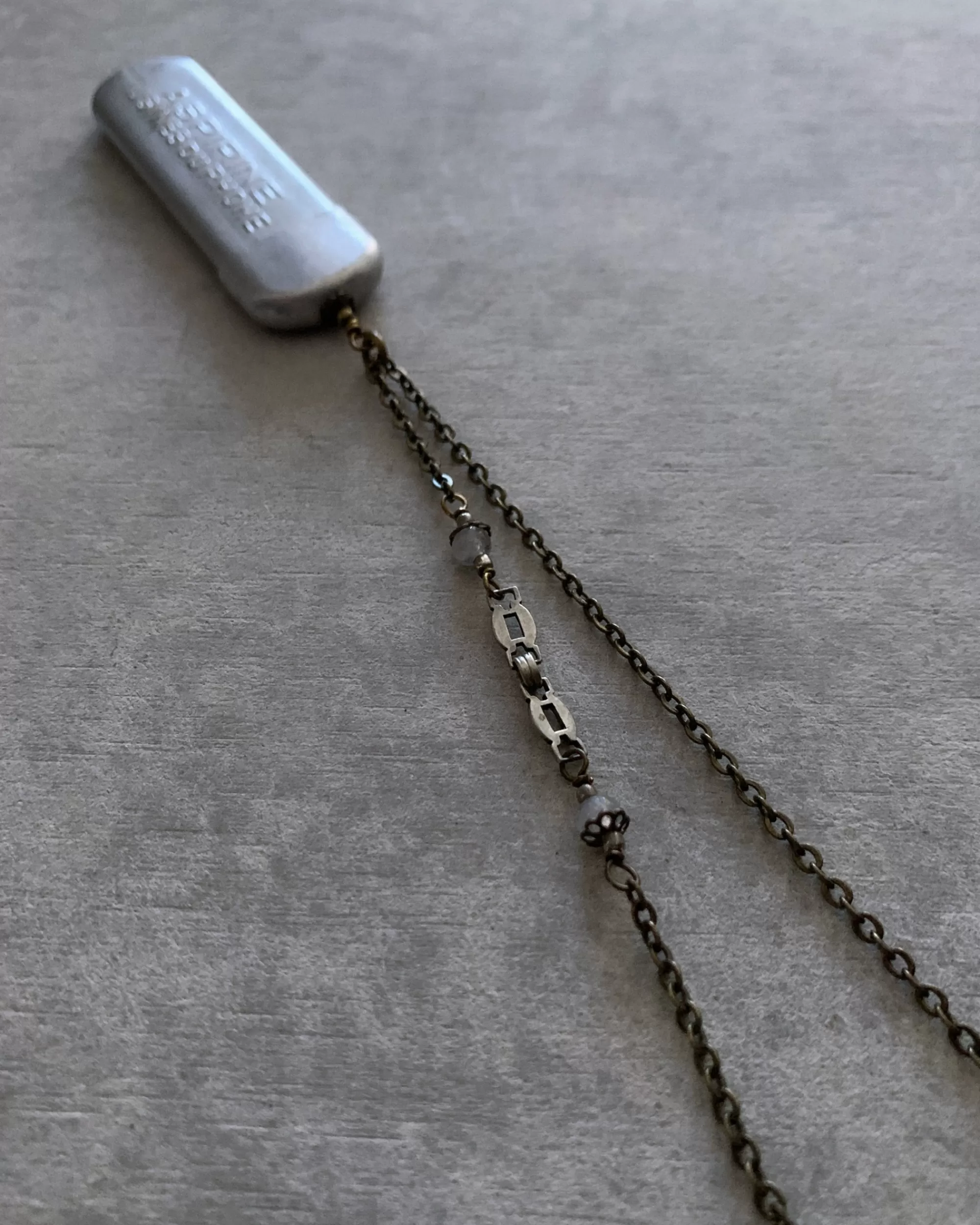Discount tabito : Brass Necklace With Vintage Aspirine Case Pendant