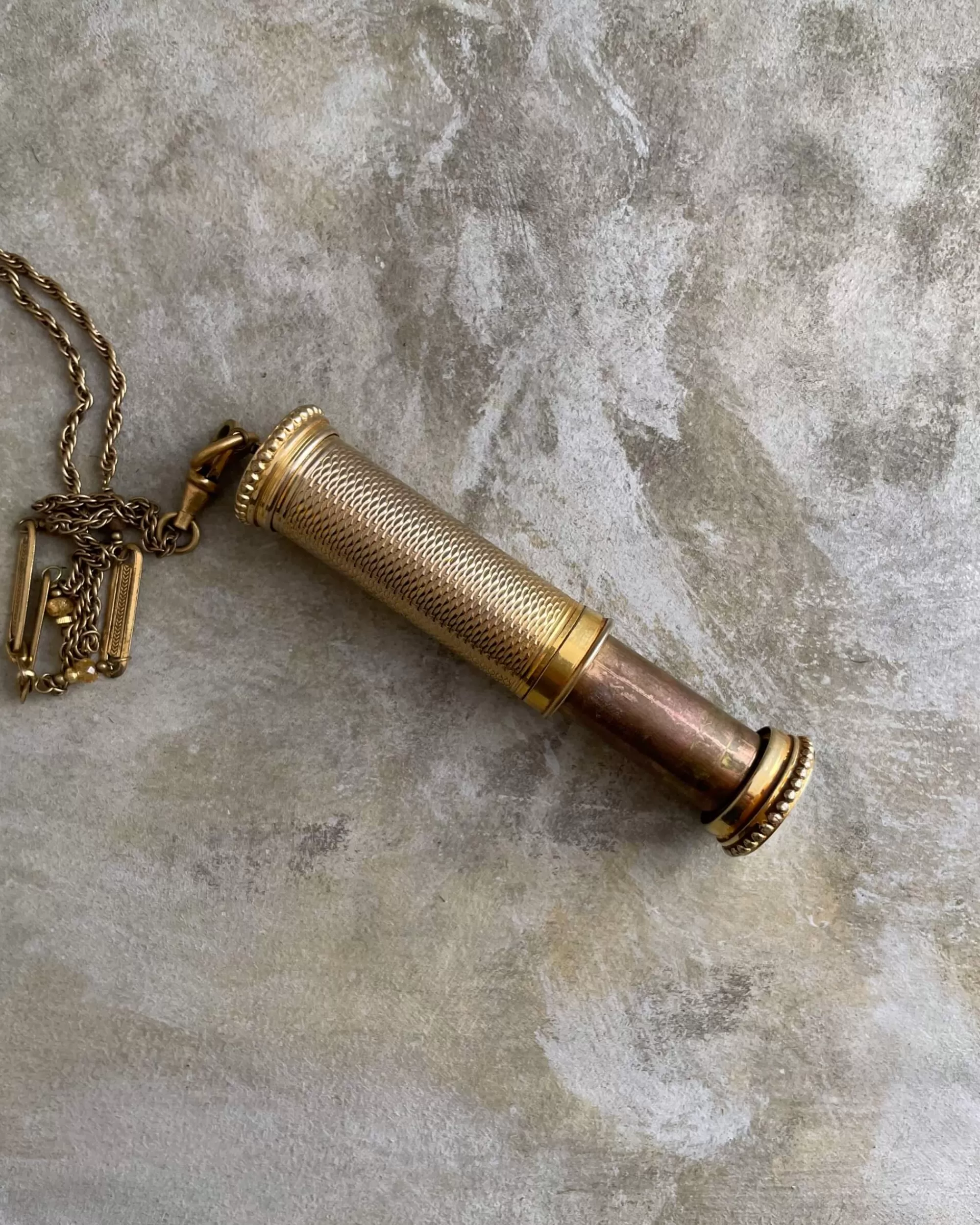 Shop tabito : Brass Necklace With Vintage Perfume Atomiser Pendant