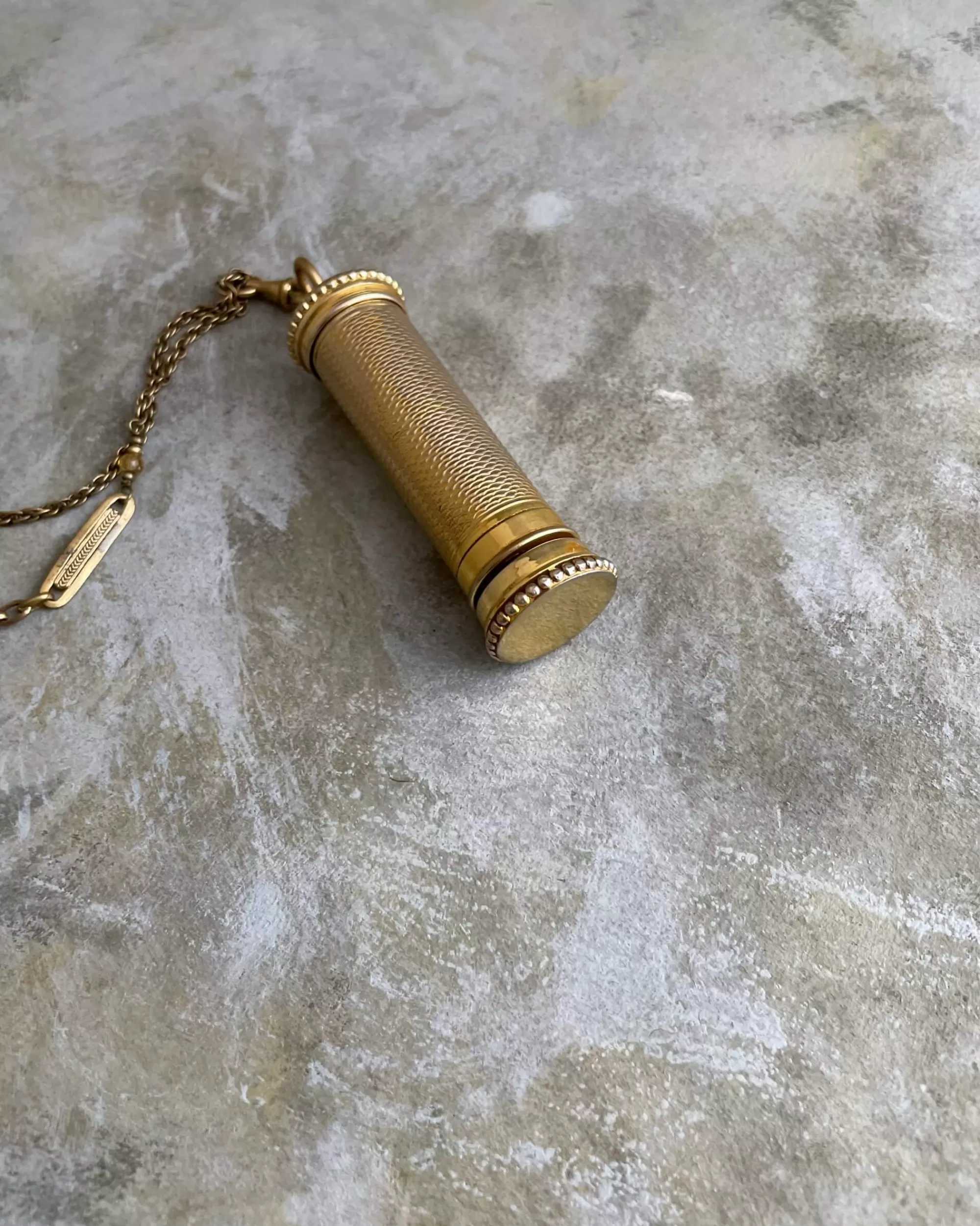 Shop tabito : Brass Necklace With Vintage Perfume Atomiser Pendant
