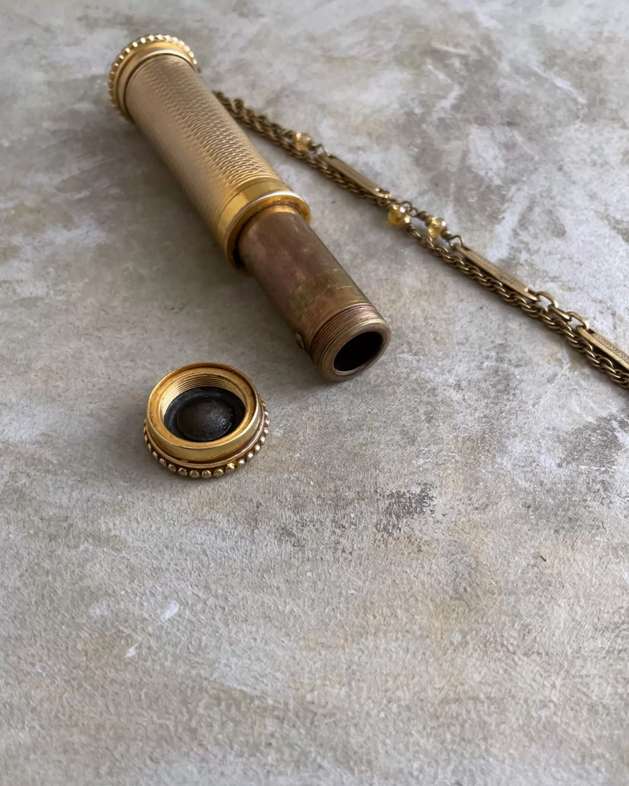 Shop tabito : Brass Necklace With Vintage Perfume Atomiser Pendant