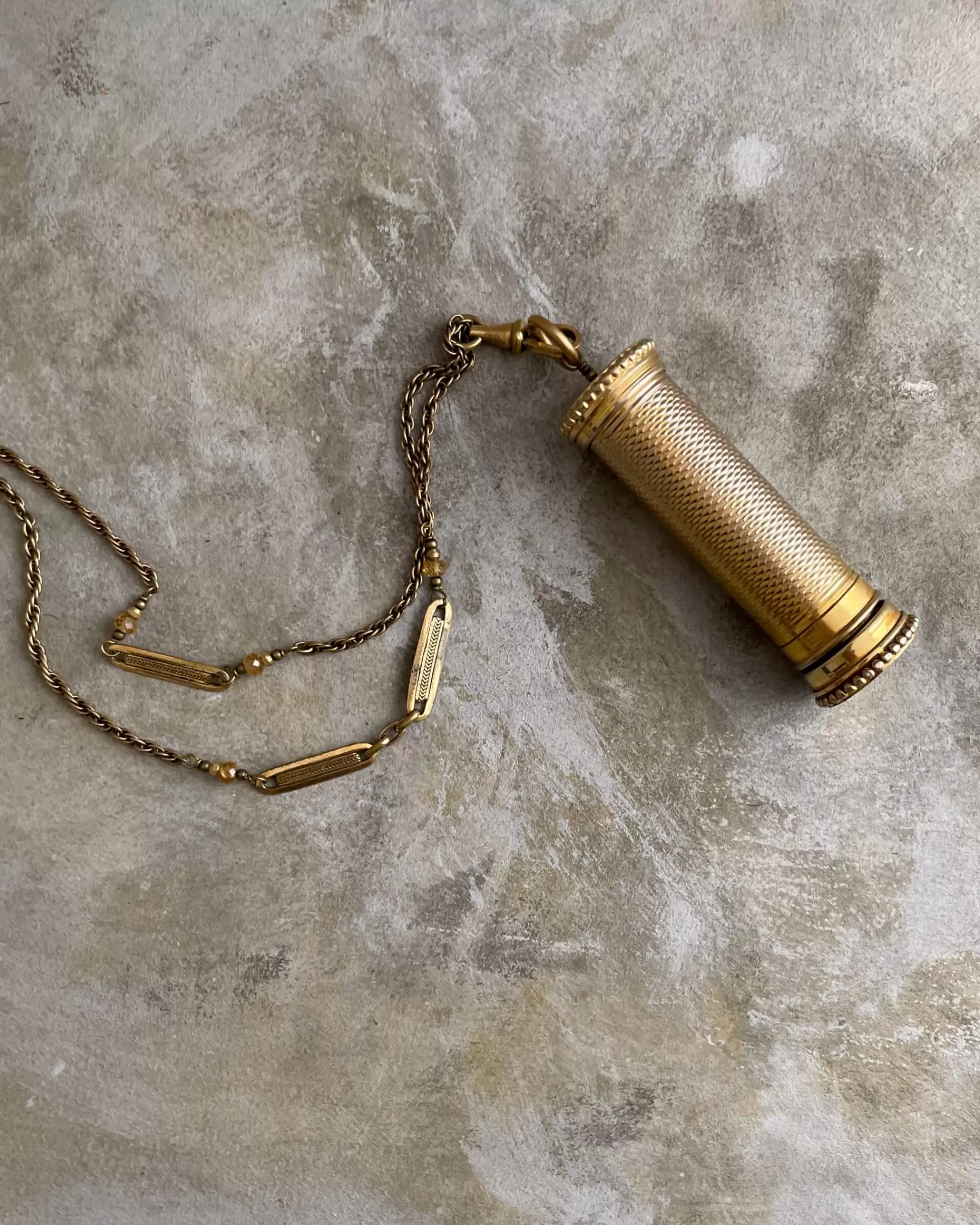 Shop tabito : Brass Necklace With Vintage Perfume Atomiser Pendant