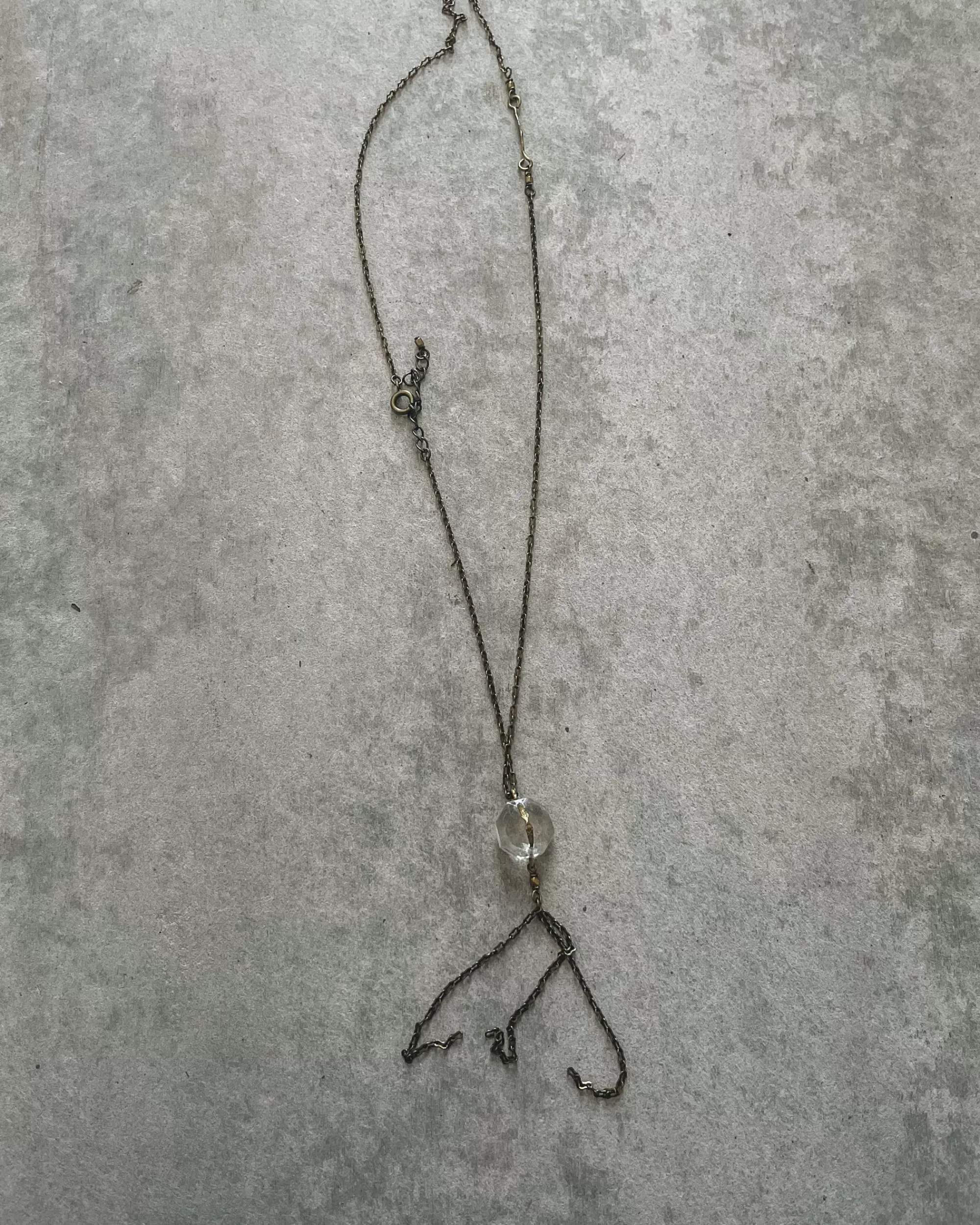 Clearance tabito : Vintage Brass And Chandelier Glass Necklace