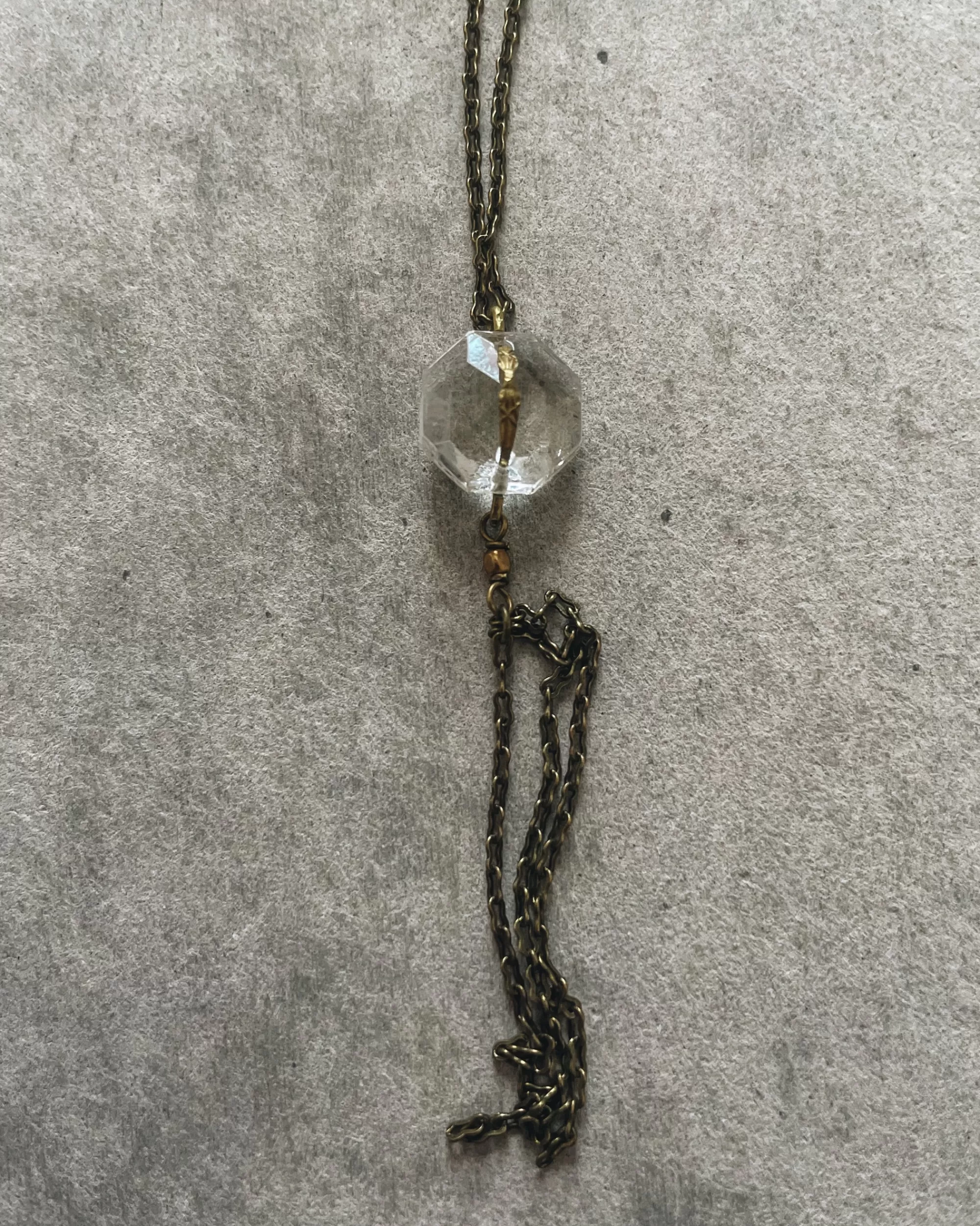 Clearance tabito : Vintage Brass And Chandelier Glass Necklace