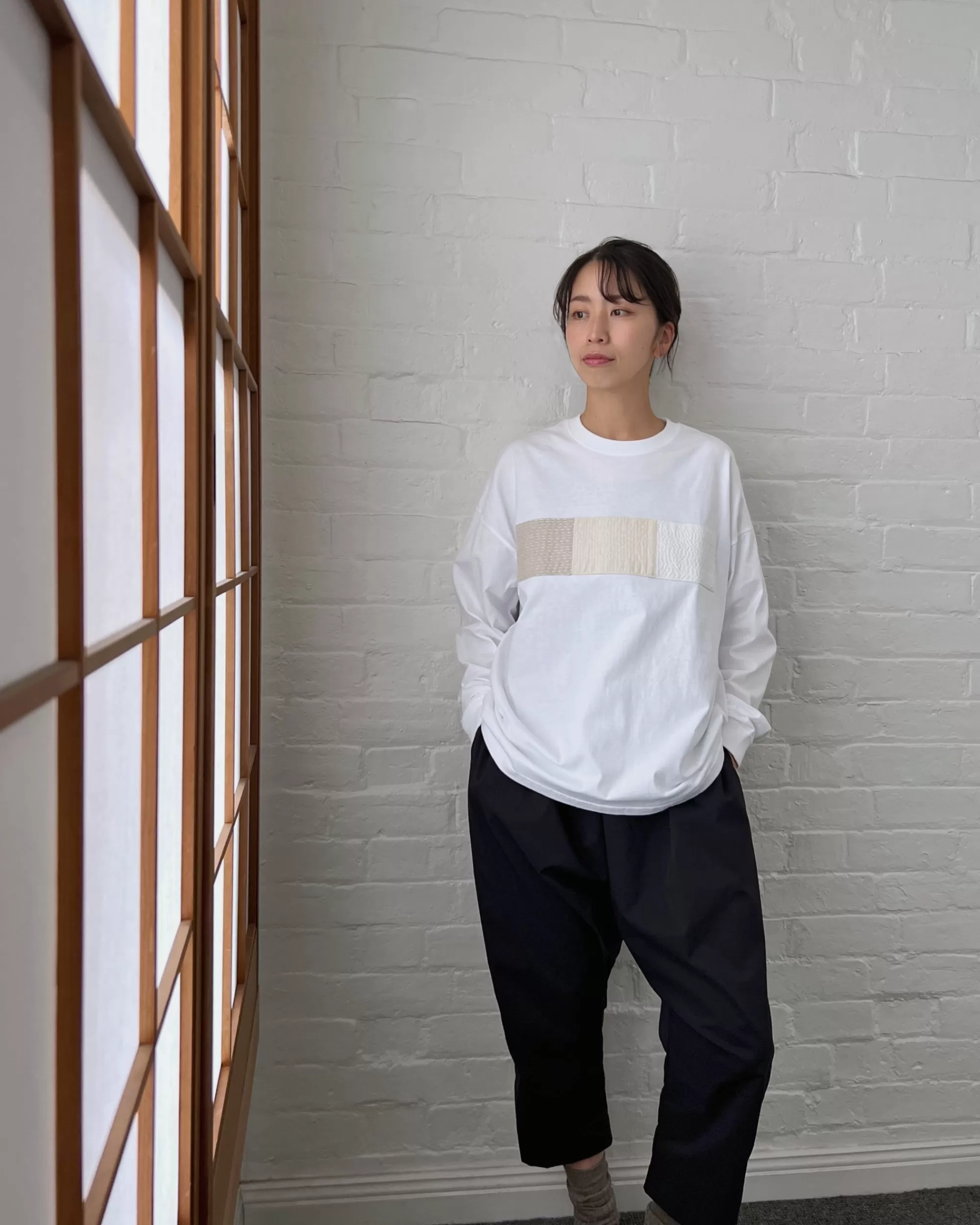 Discount TERAS : Sashiko Long Sleeve T-Shirt