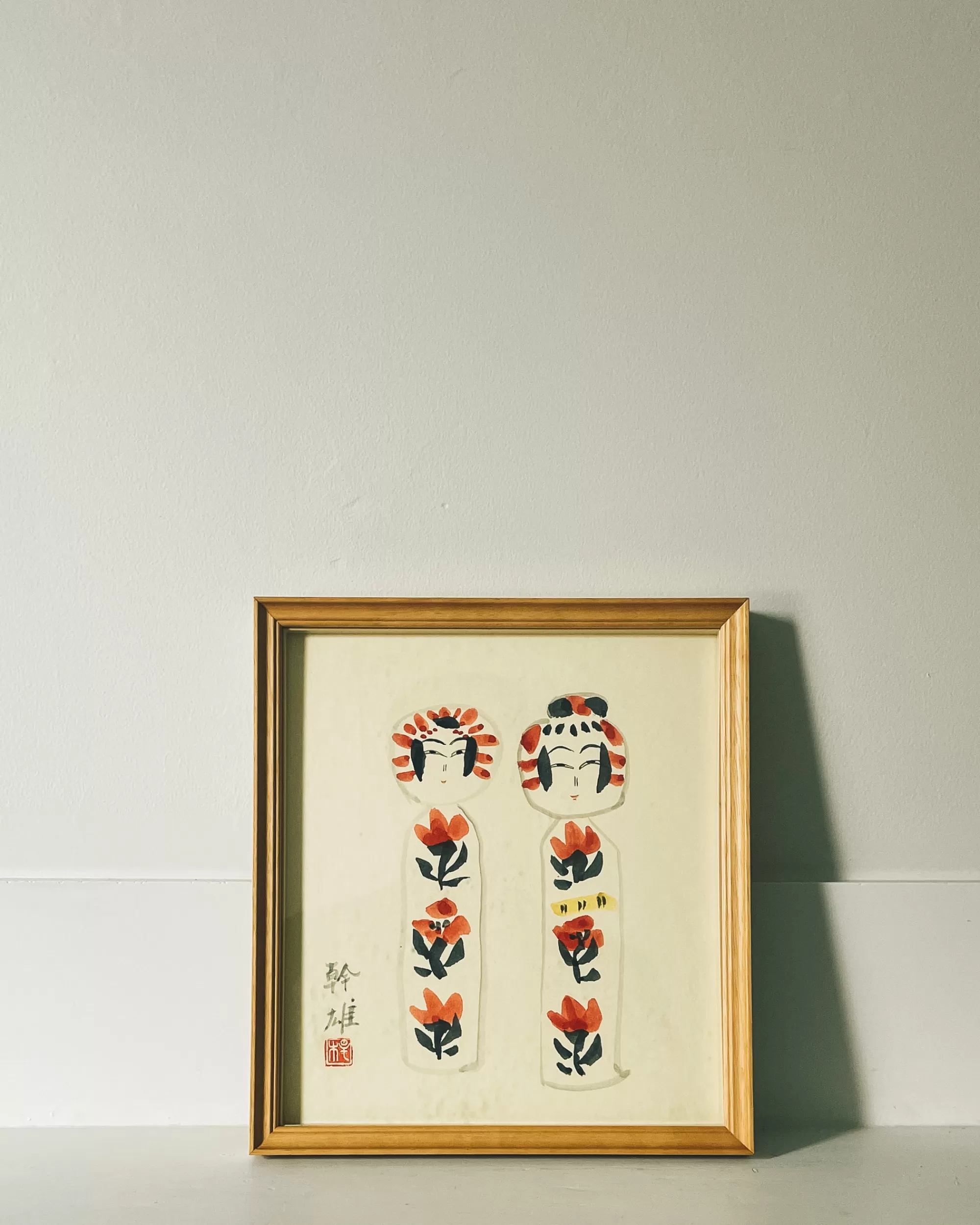 Sale the maker Vintage Framed Kokeshi Painting