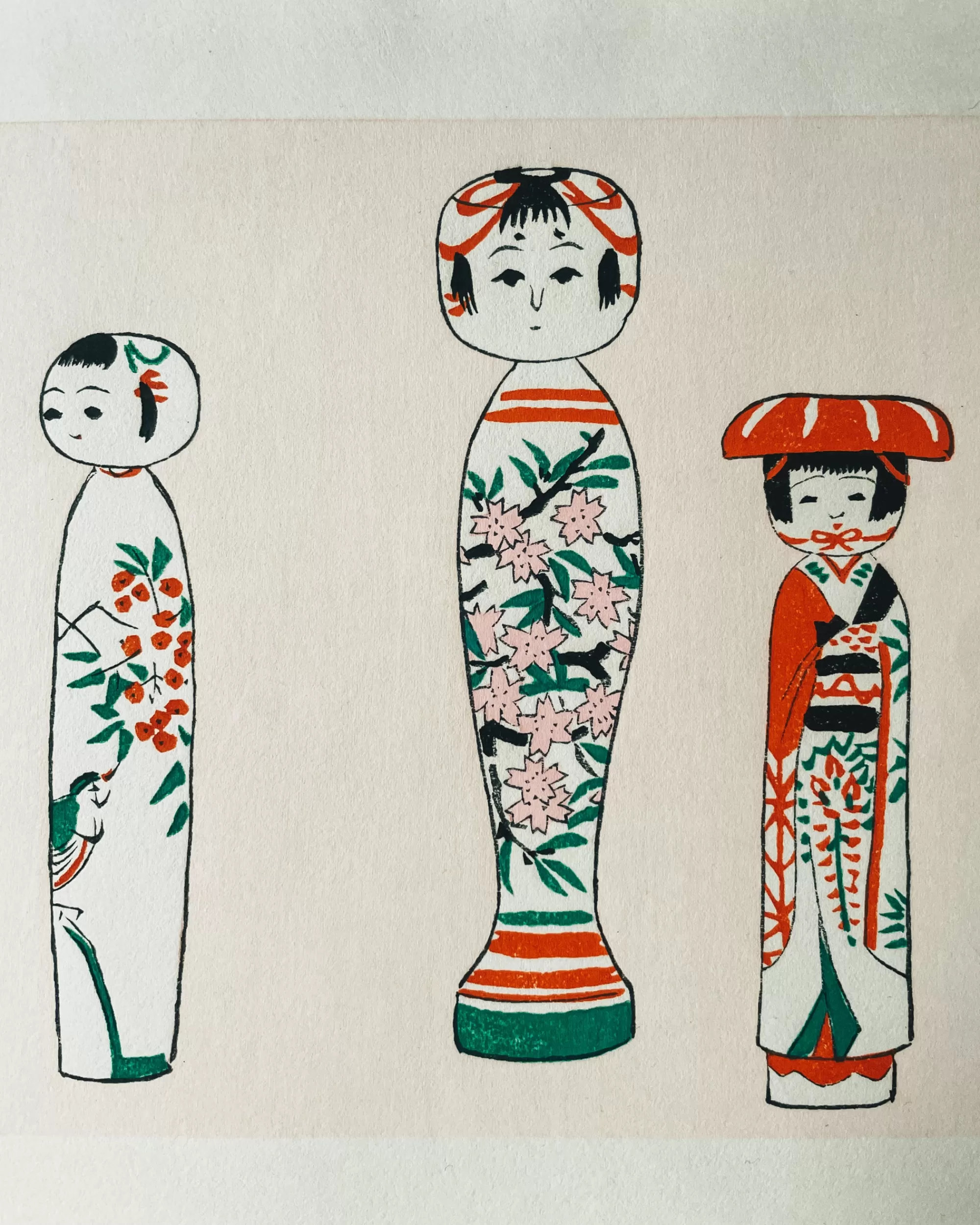 Sale the maker Vintage Kokeshi Doll Etching
