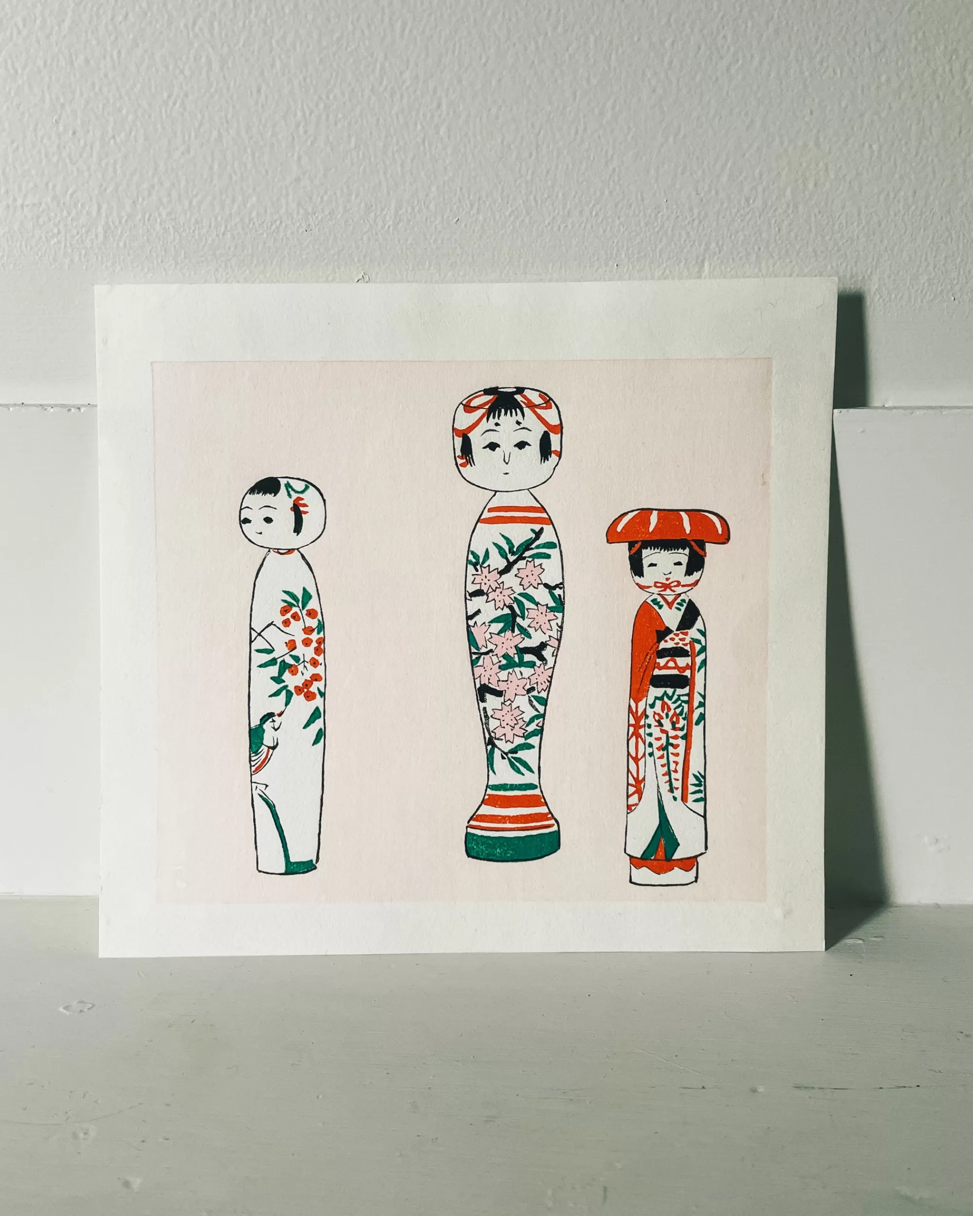 Sale the maker Vintage Kokeshi Doll Etching