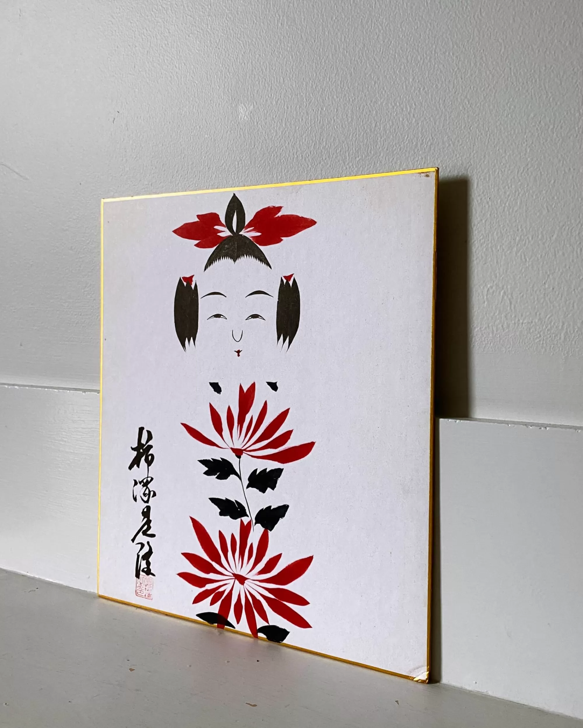 Cheap the maker Vintage Kokeshi Shikishi Painting