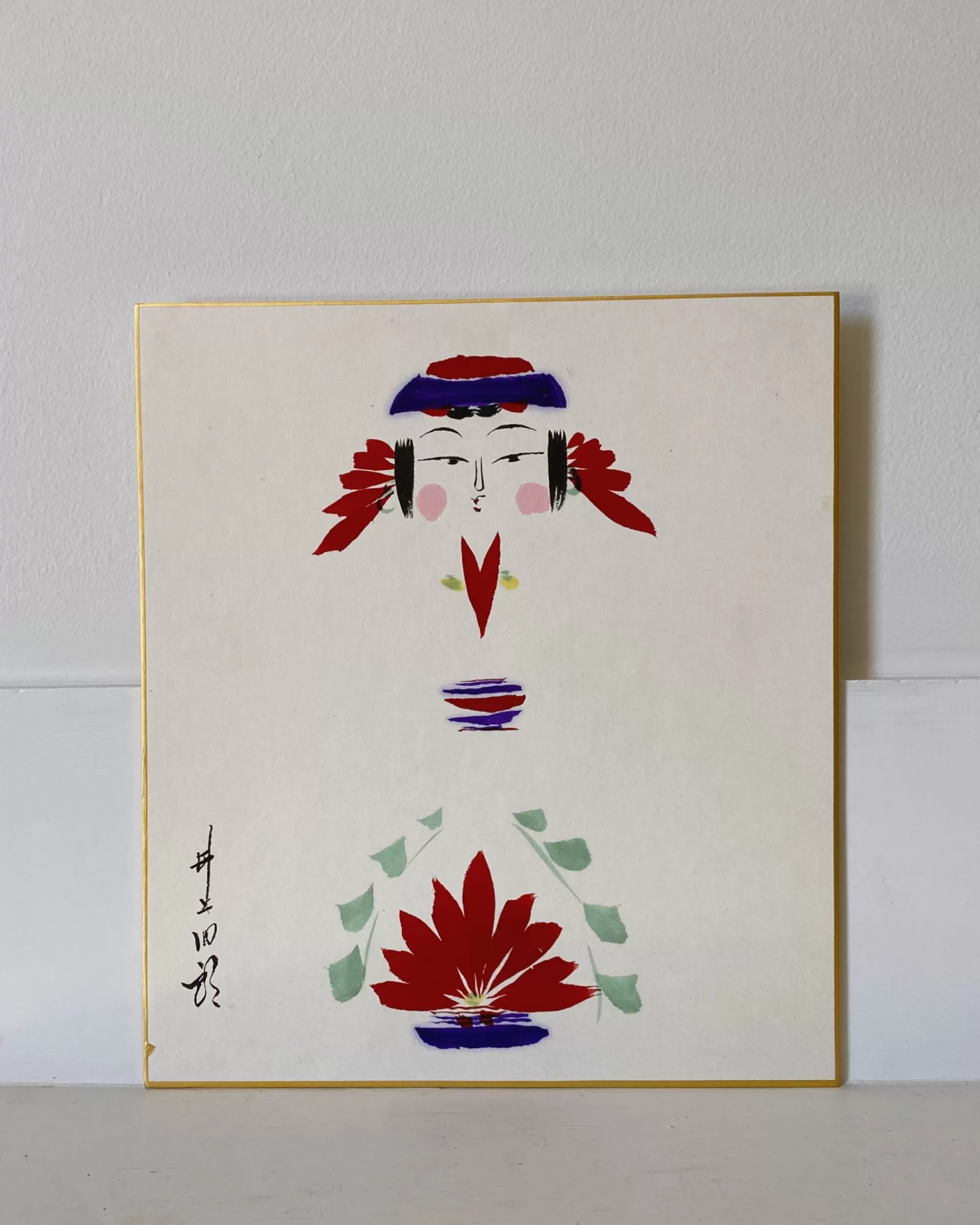 Cheap the maker Vintage Kokeshi Shikishi Painting