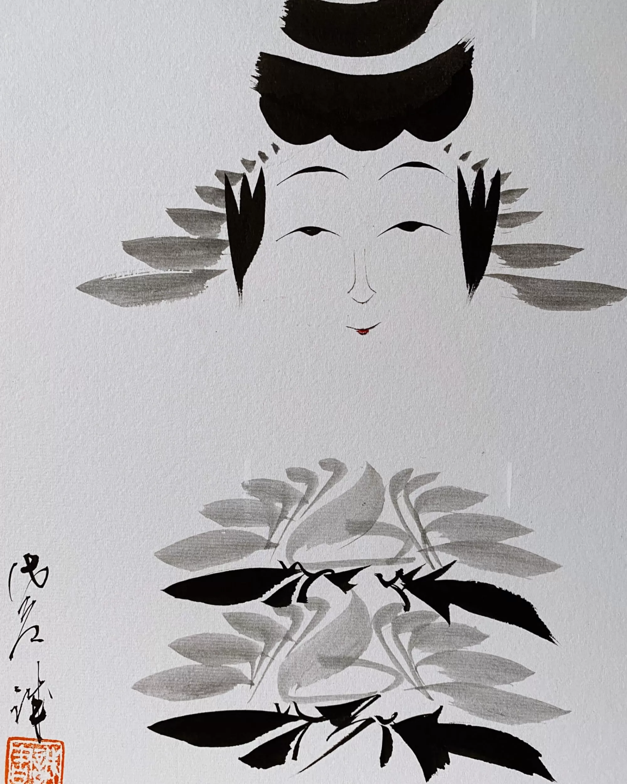 Store the maker Vintage Kokeshi Shikishi Painting