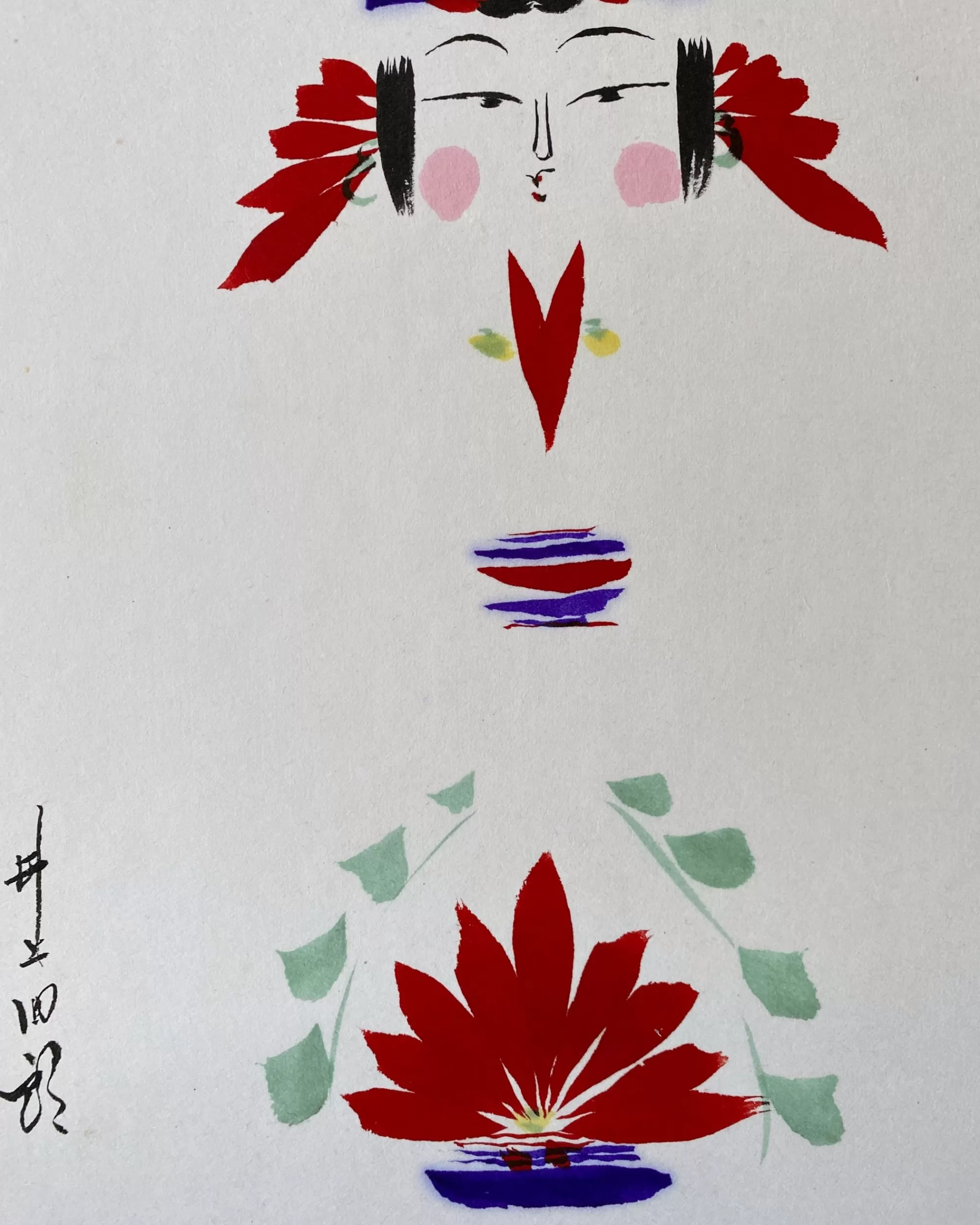 Cheap the maker Vintage Kokeshi Shikishi Painting