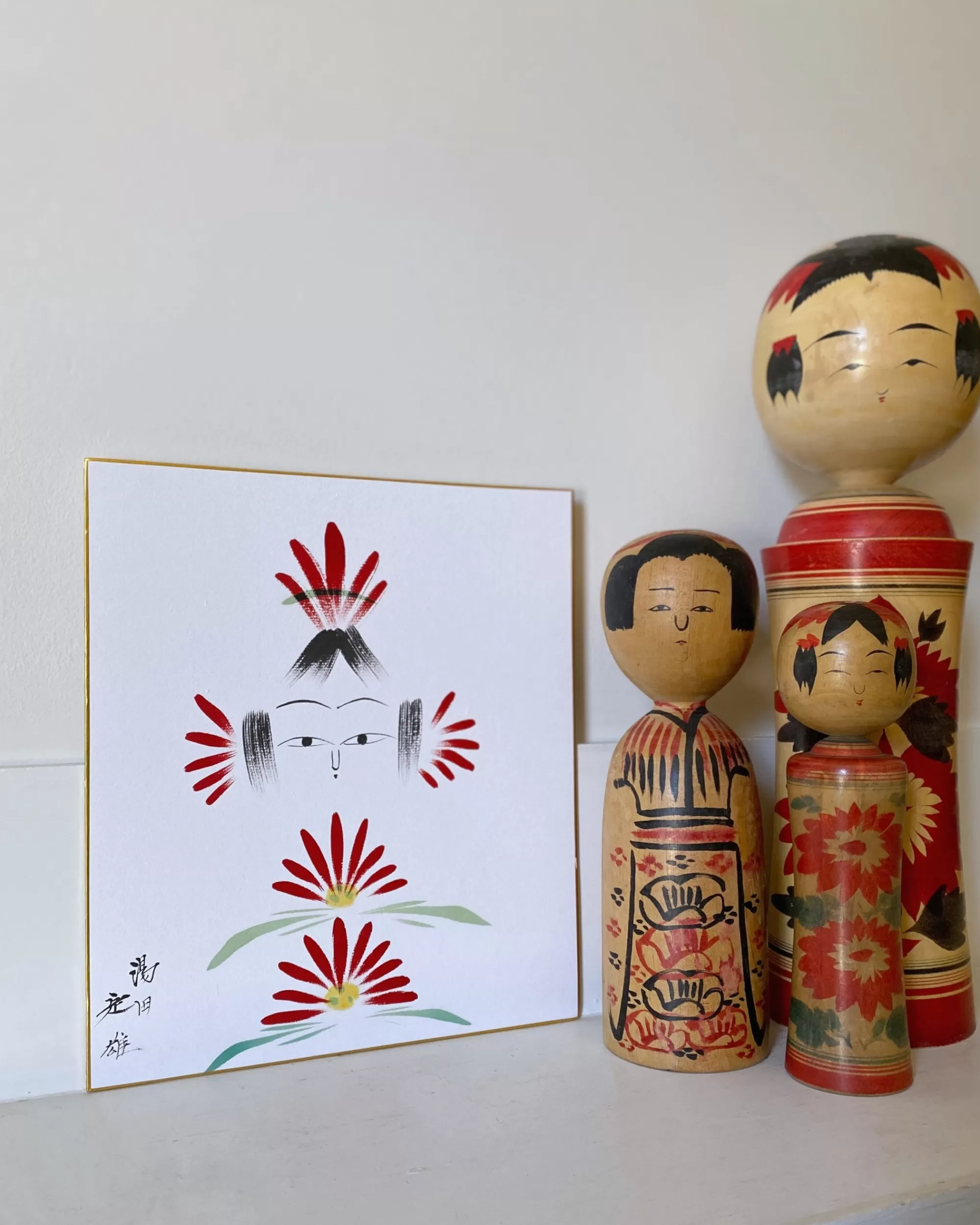 Online the maker Vintage Kokeshi Shikishi Painting