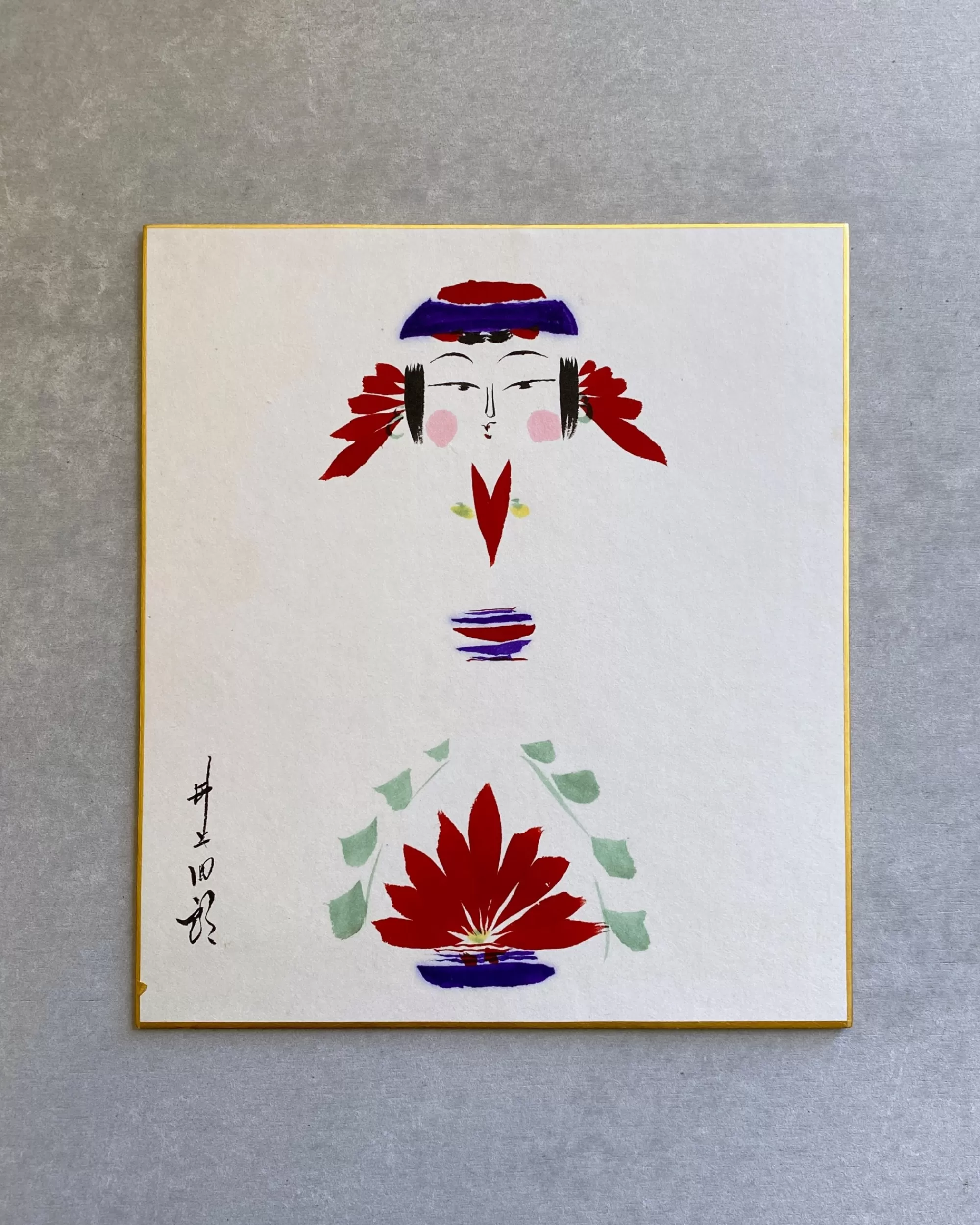 Cheap the maker Vintage Kokeshi Shikishi Painting