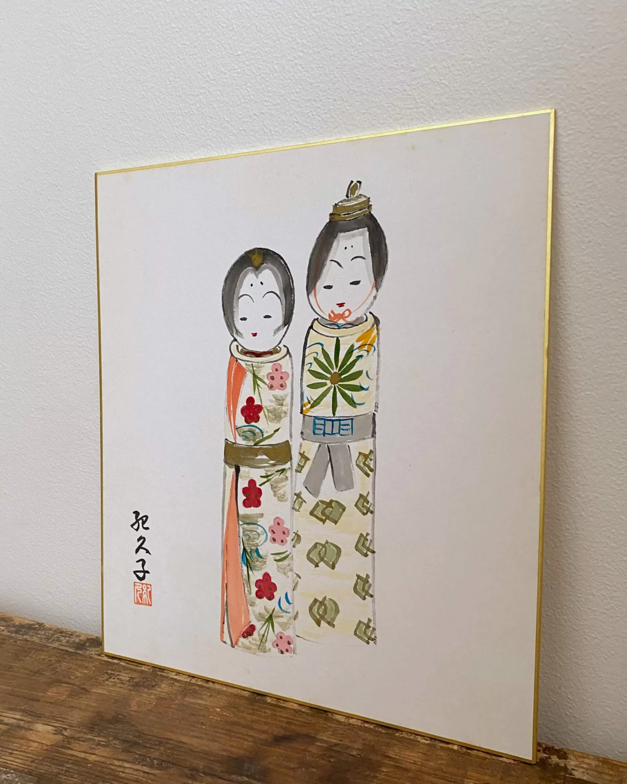Best Sale the maker Vintage Kokeshi Shikishi Painting