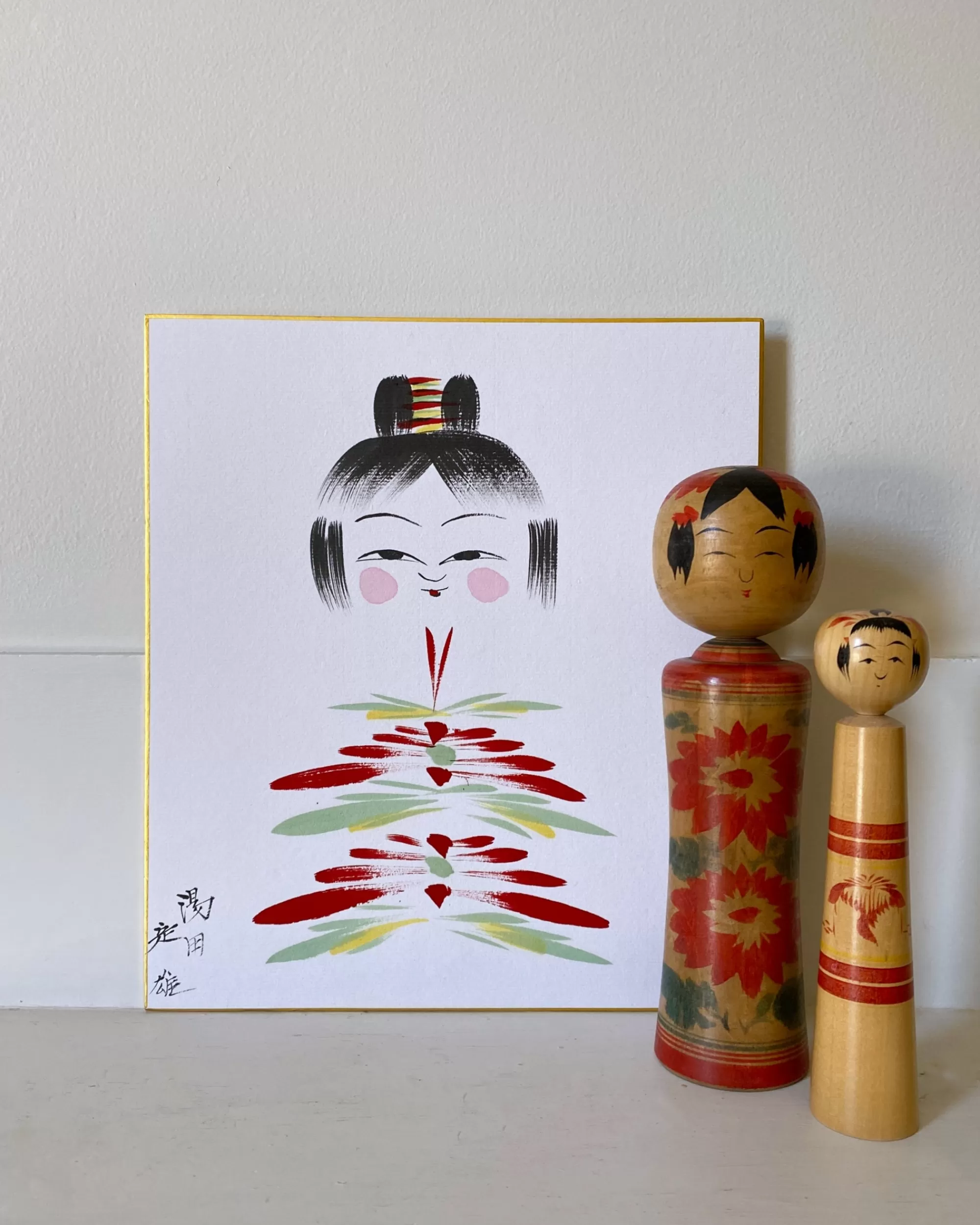 Store the maker Vintage Kokeshi Shikishi Painting