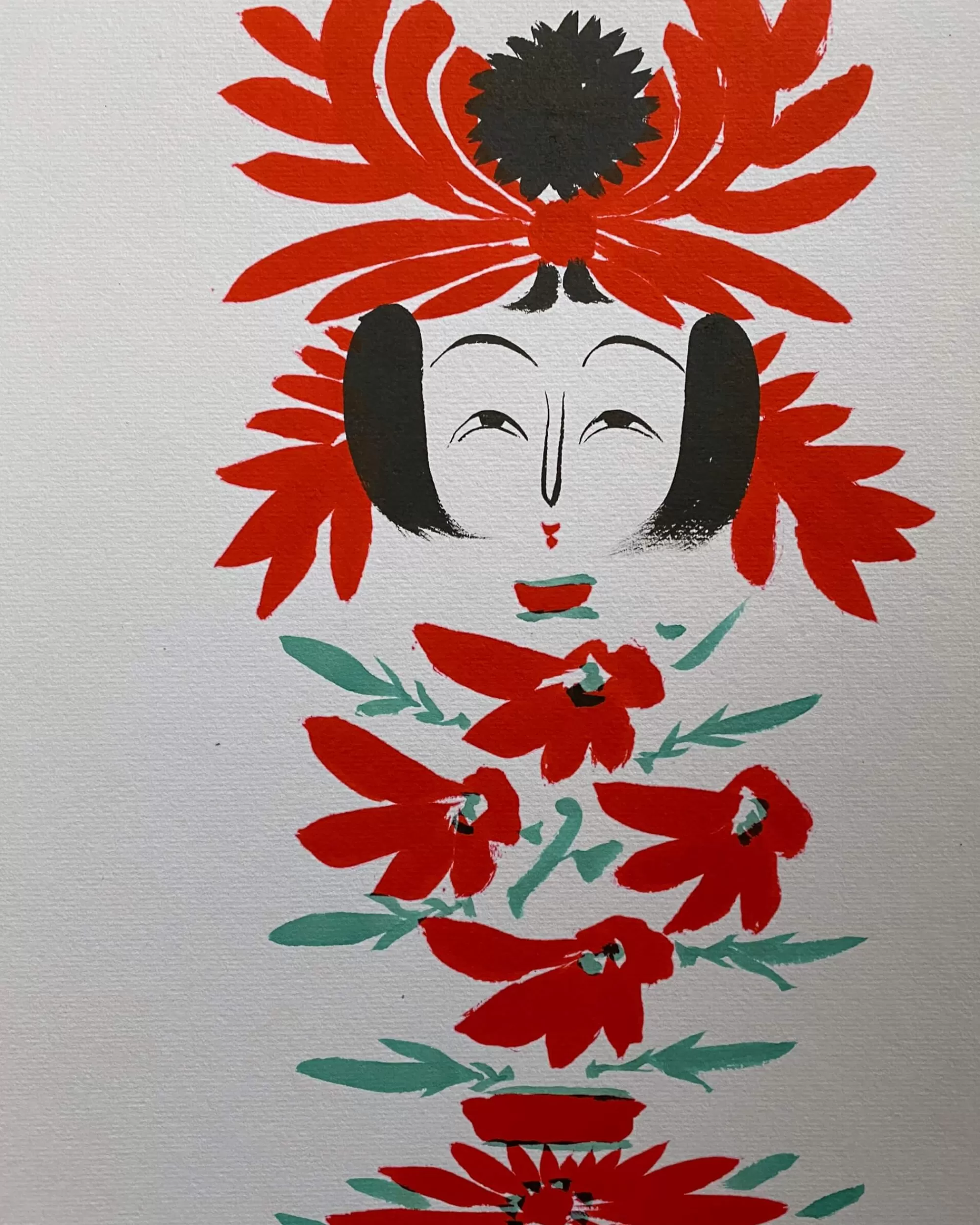 Sale the maker Vintage Kokeshi Shikishi Painting