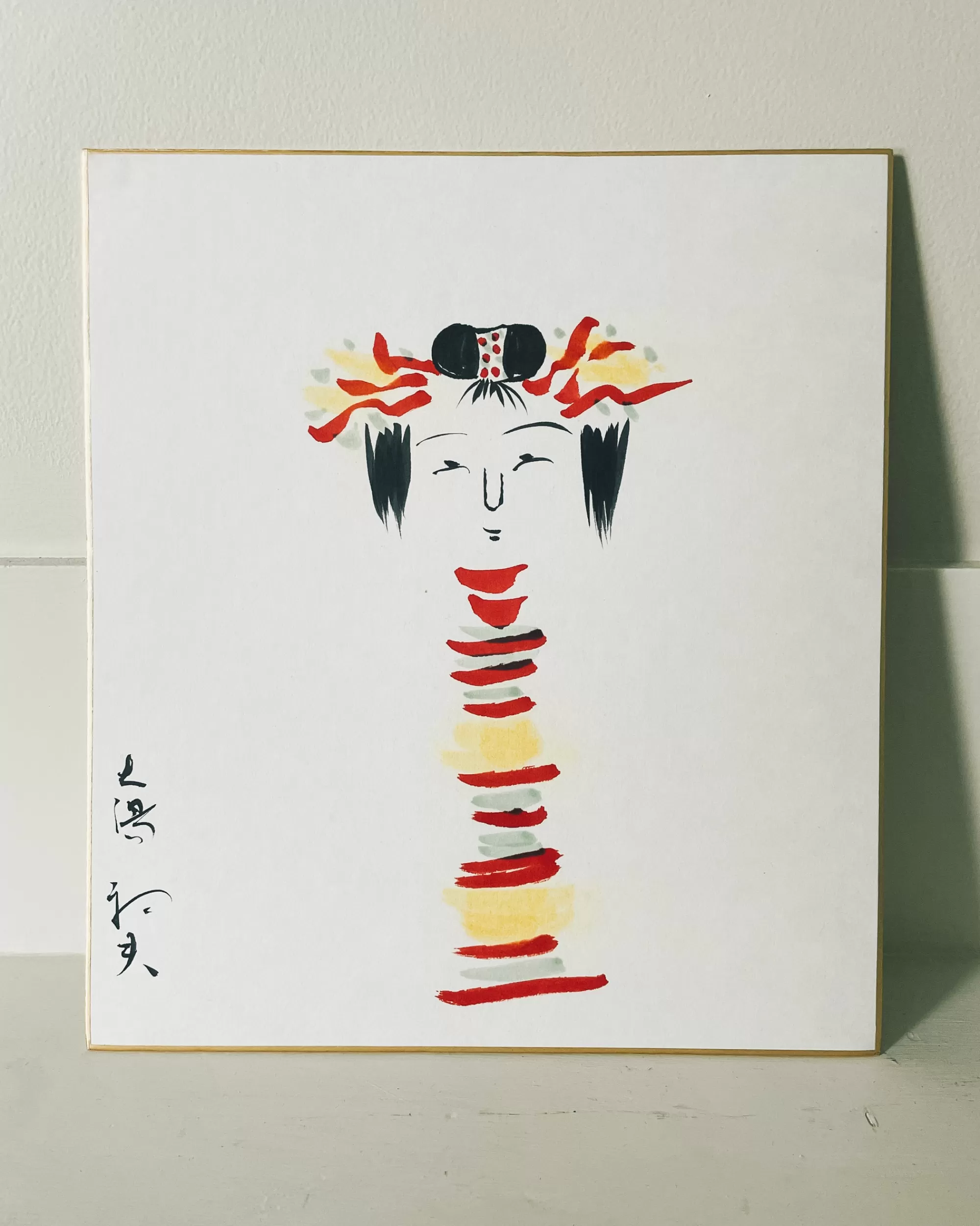 Cheap the maker Vintage Shikishi Kokeshi Painting