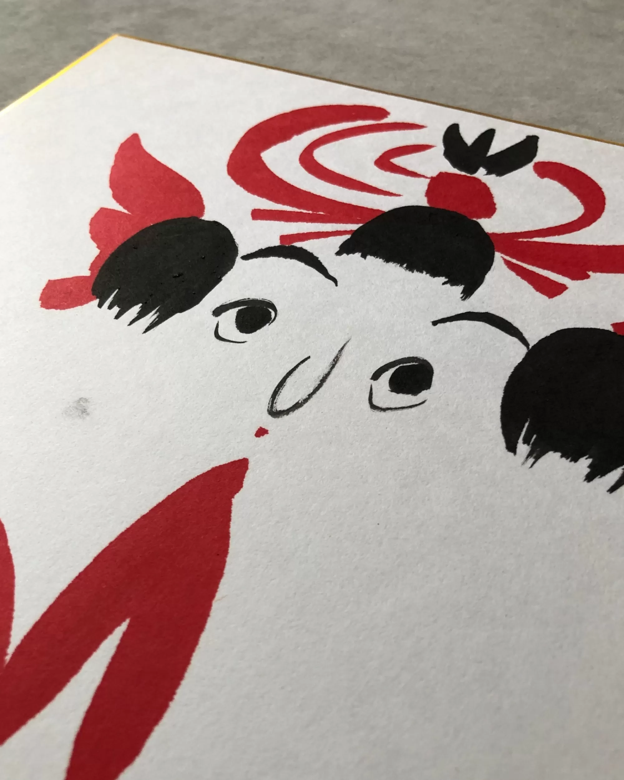 Best the maker Vintage Shikishi Kokeshi Painting