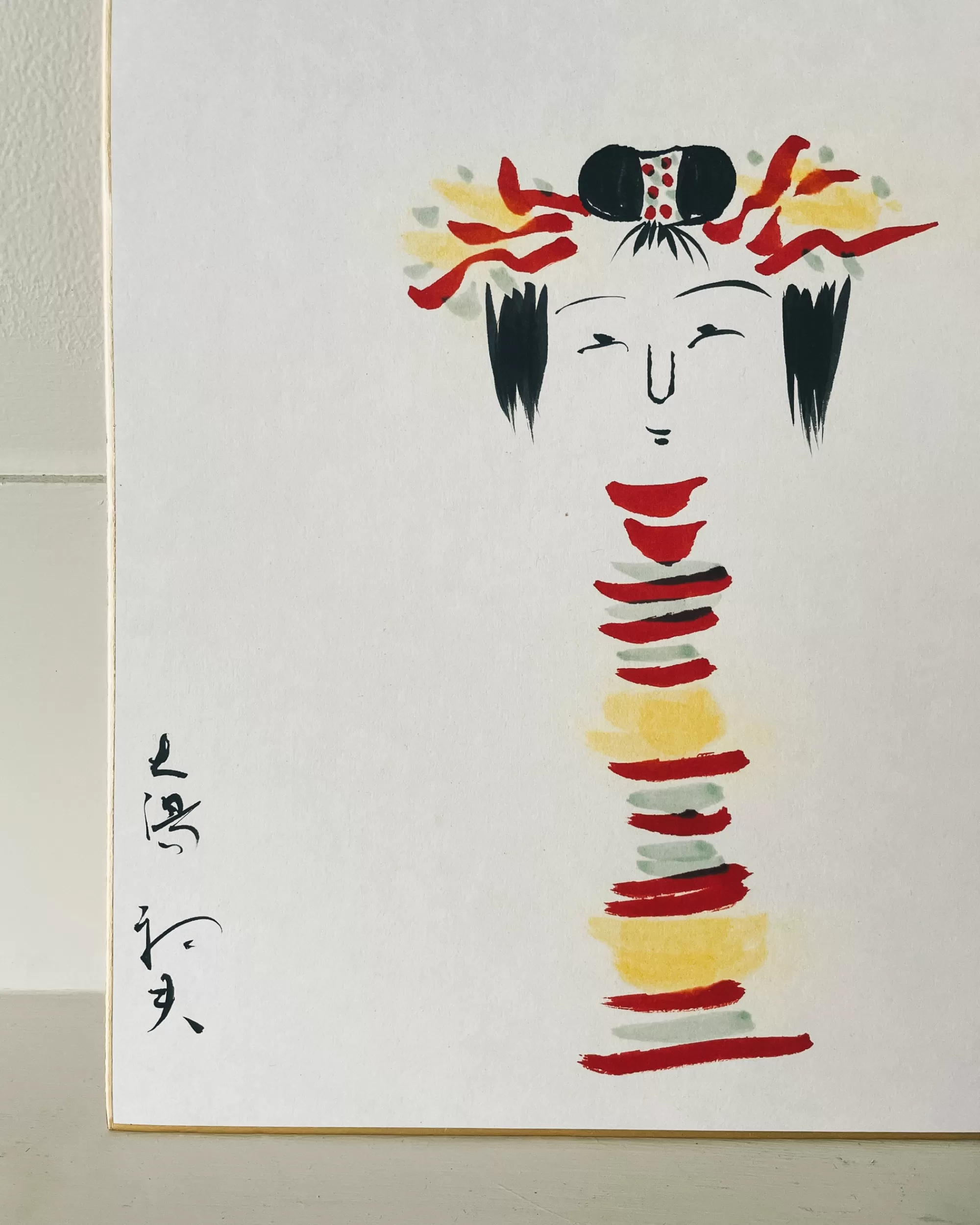 Cheap the maker Vintage Shikishi Kokeshi Painting