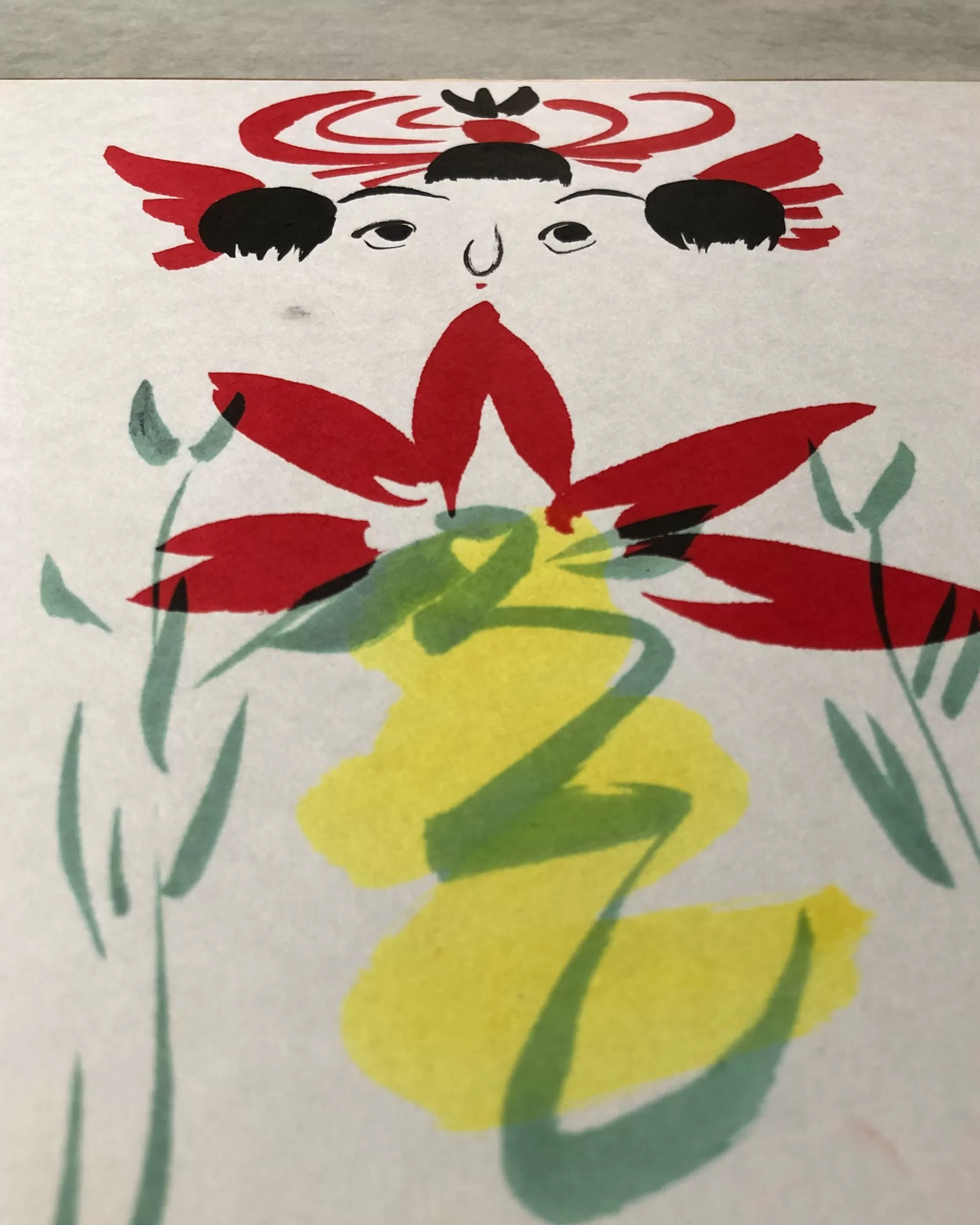 Best the maker Vintage Shikishi Kokeshi Painting