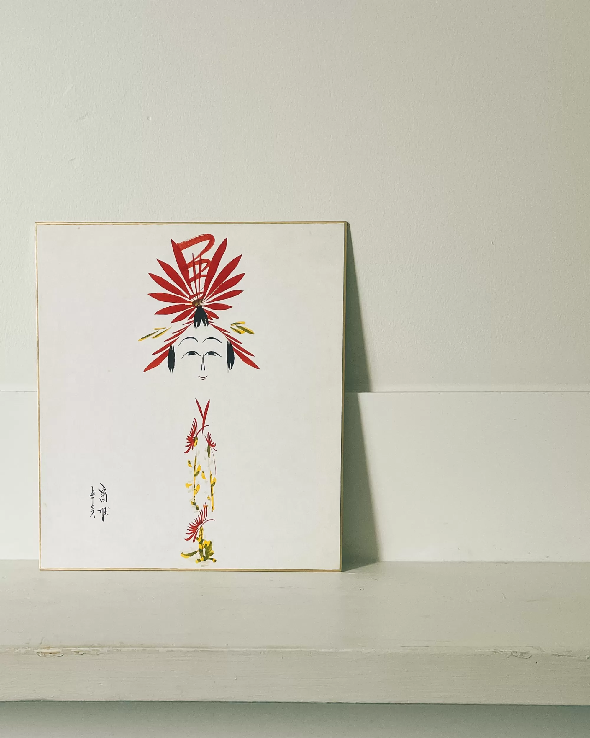 Outlet the maker Vintage Shikishi Kokeshi Painting