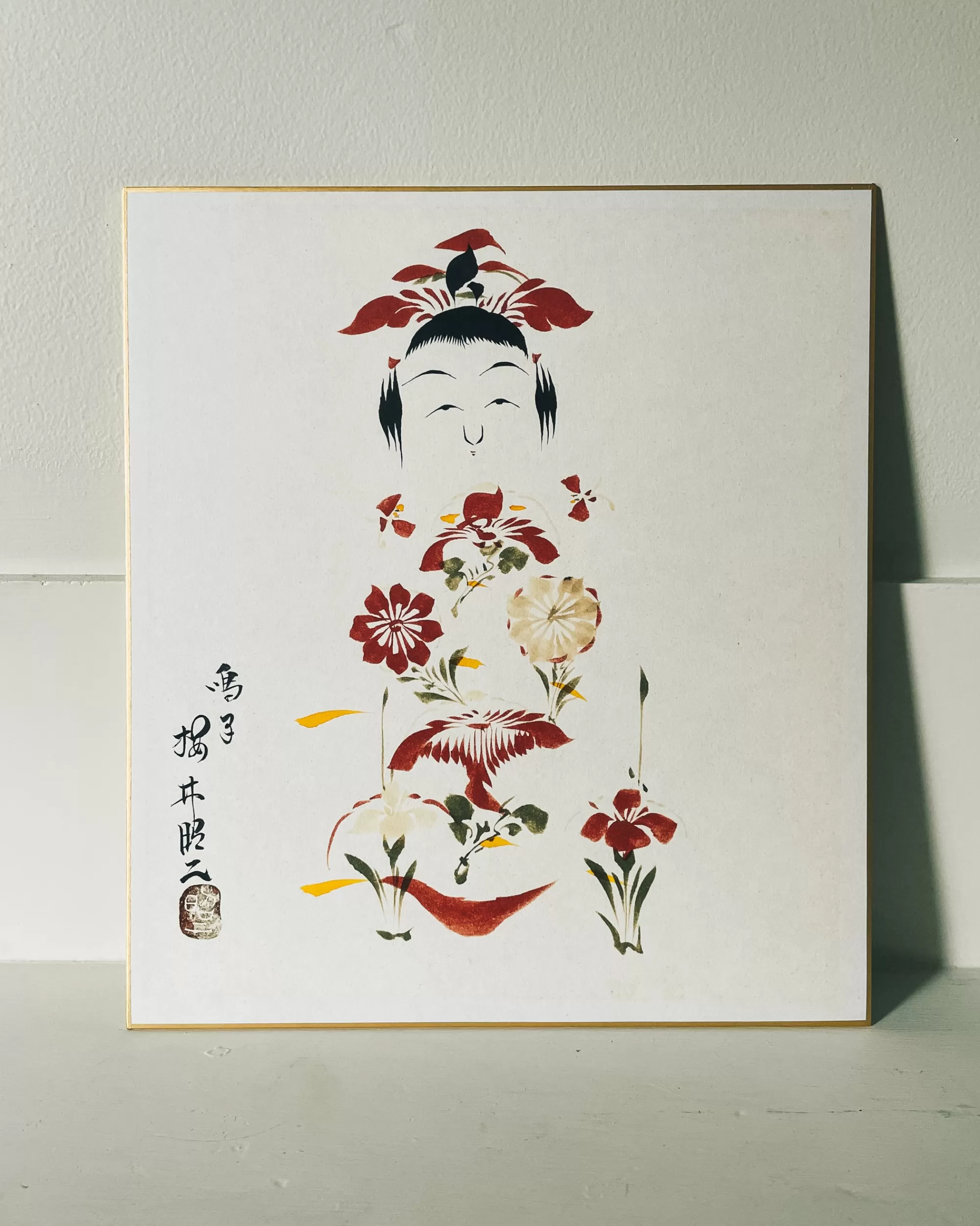 Sale the maker Vintage Shikishi Kokeshi Painting